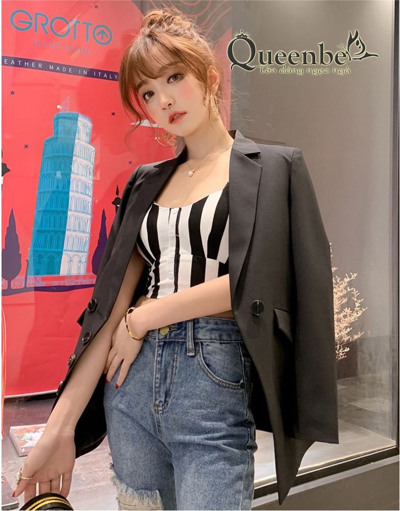 Áo vest nữ công sở Queenbe GLA281 phom rộng, cách điệu, cá tính, vải giữ phom không nhàu