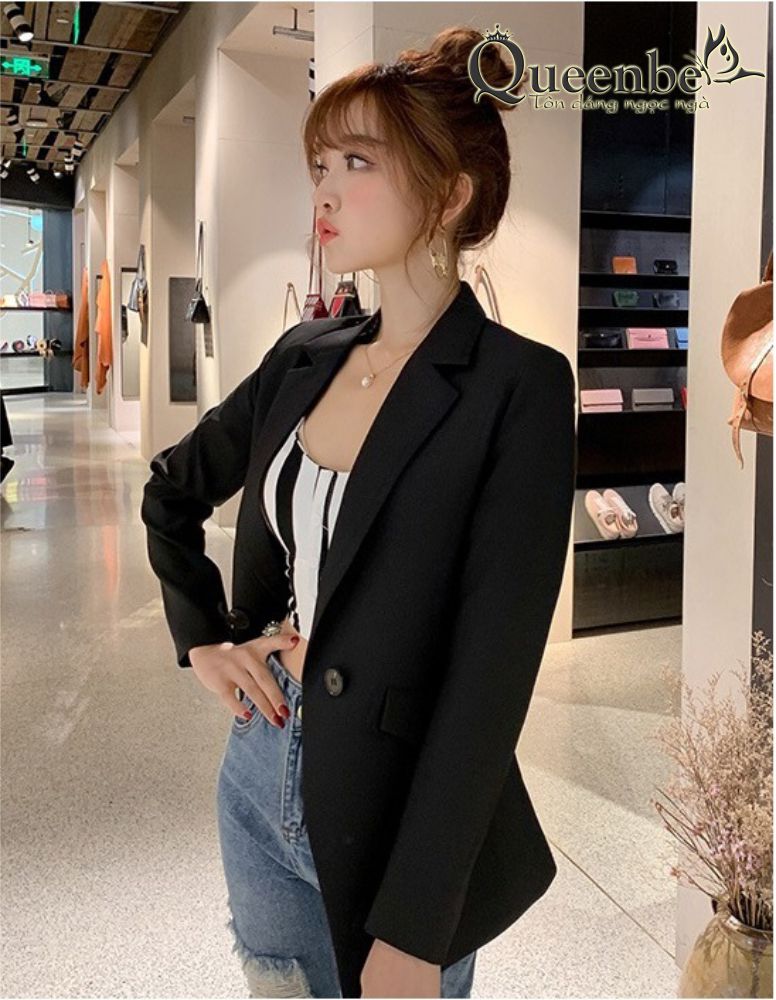 Áo vest nữ công sở Queenbe GLA281 phom rộng, cách điệu, cá tính, vải giữ phom không nhàu