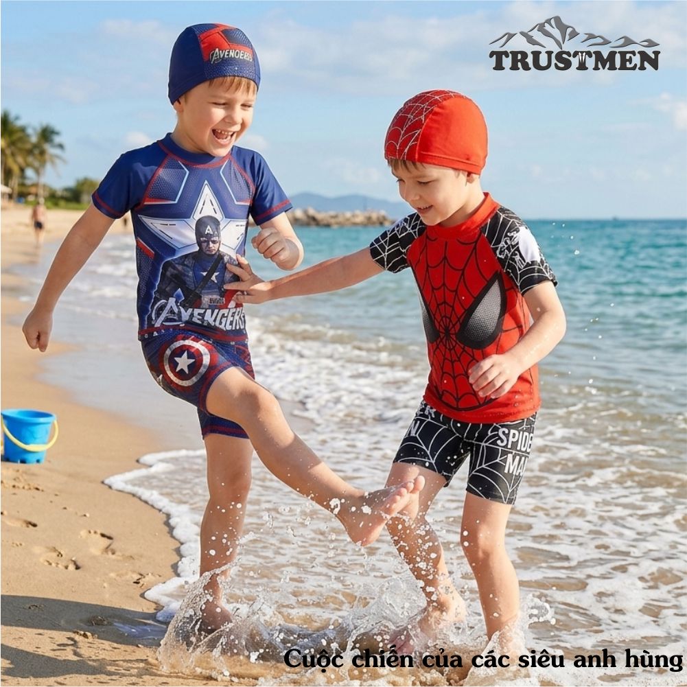 Bộ bơi siêu nhân 3 mảnh dành cho bé trai Avenger và người nhện Trustmen GLSWIM102 vải lycra cao cấp mềm mịn, ít thấm, mau khô