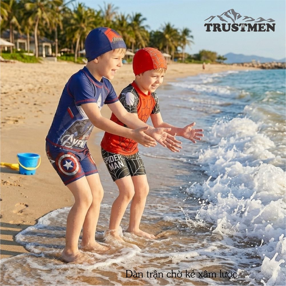 Bộ bơi siêu nhân 3 mảnh dành cho bé trai Avenger và người nhện Trustmen GLSWIM102 vải lycra cao cấp mềm mịn, ít thấm, mau khô