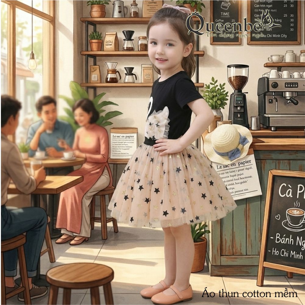 Bộ đồ bé gái hình thiên nga Queenbe GLV043 gồm áo và chân váy