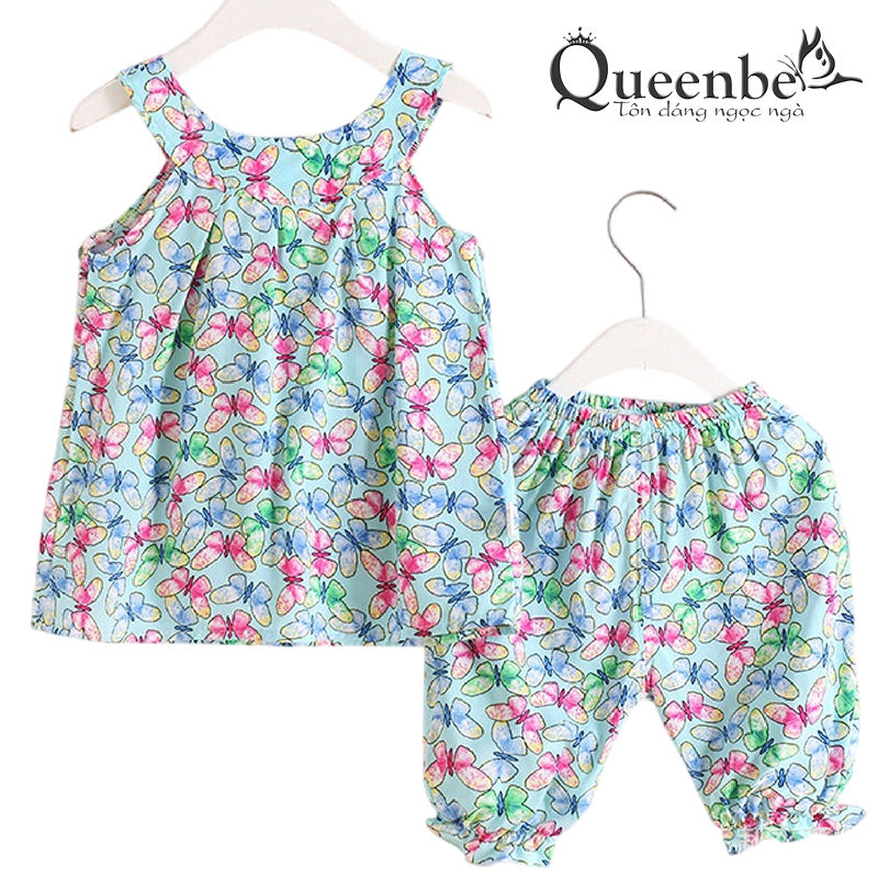 Bộ đồ bé gái mùa hè Queenbe GLSET040 vải tôn mềm mát