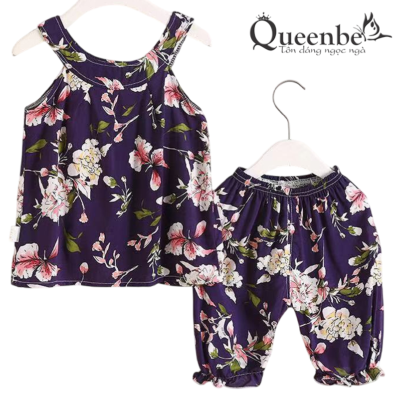 Bộ đồ bé gái mùa hè Queenbe GLSET040 vải tôn mềm mát