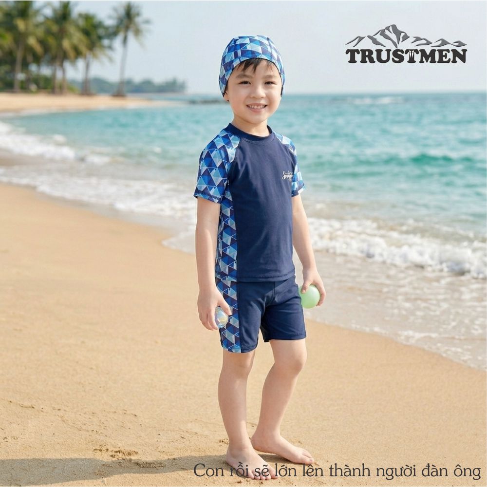 Bộ đồ bơi bé trai Trustmen GLSWIM088 vải thun Lycra cao cấp, mềm mịn, ít thấm, mau khô