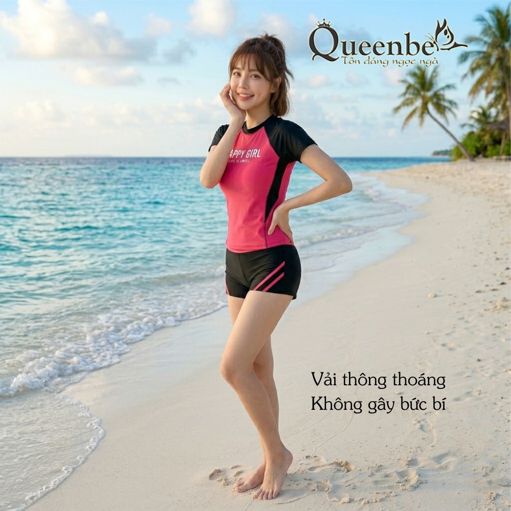 Bộ đồ bơi nữ GLSWIM056 Queenbe vải thun Lycra co giãn ít thấm hút mau khô cho bơi lội thể thao hay đi biển