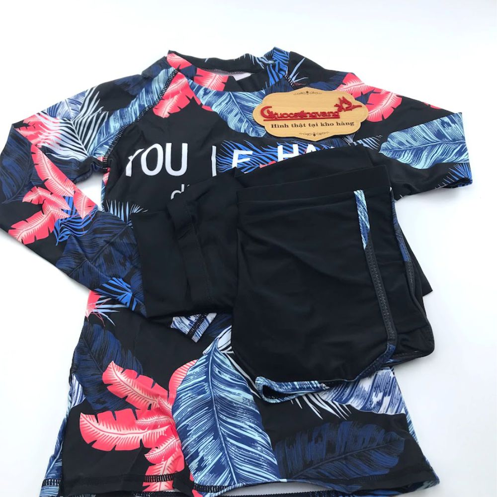 Bộ đồ bơi nữ dài tay gồm áo quần dài và quần đùi Queenbe GLSWIM067 vải thun Lycra cao cấp co giãn, ít thấm hút, mau khô