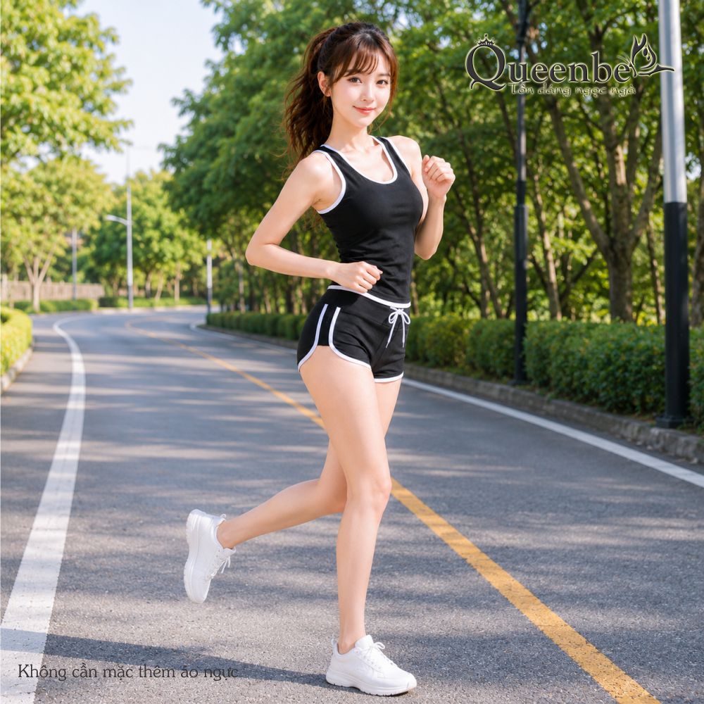Bộ đồ bơi nữ thể thao hỗn hợp Queenbe GLSWIM052 vải polyester cao cấp co giãn, ít thấm, nhanh khô dùng đi bơi, tập gym, chơi thể thao
