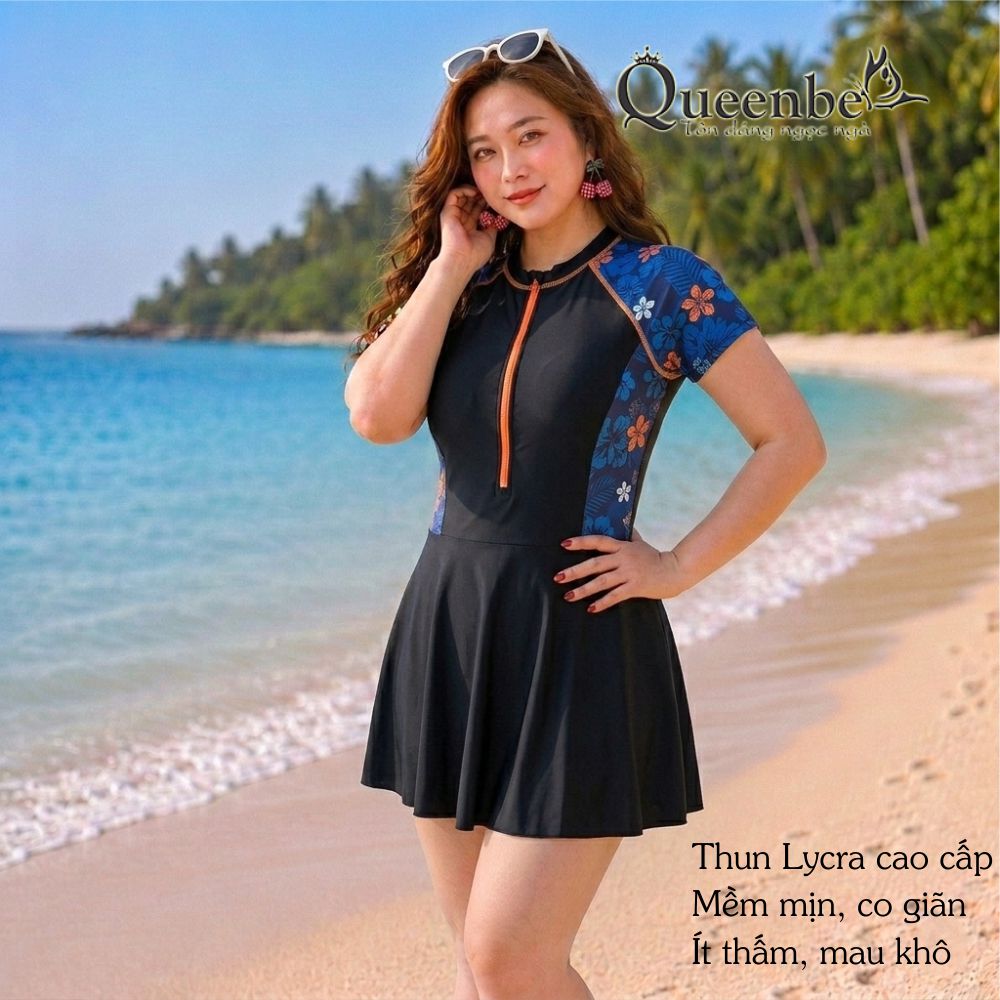 Bộ đồ bơi thể thao nữ big size Queenbe GLSWIM110 vải thun Lyca cao cấp co giãn mềm, ít thấm hút, mau khô