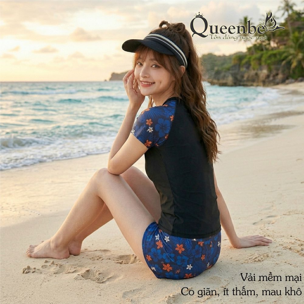 Bộ đồ bơi thể thao nữ big size Queenbe GLSWIM110 vải thun Lyca cao cấp co giãn mềm, ít thấm hút, mau khô