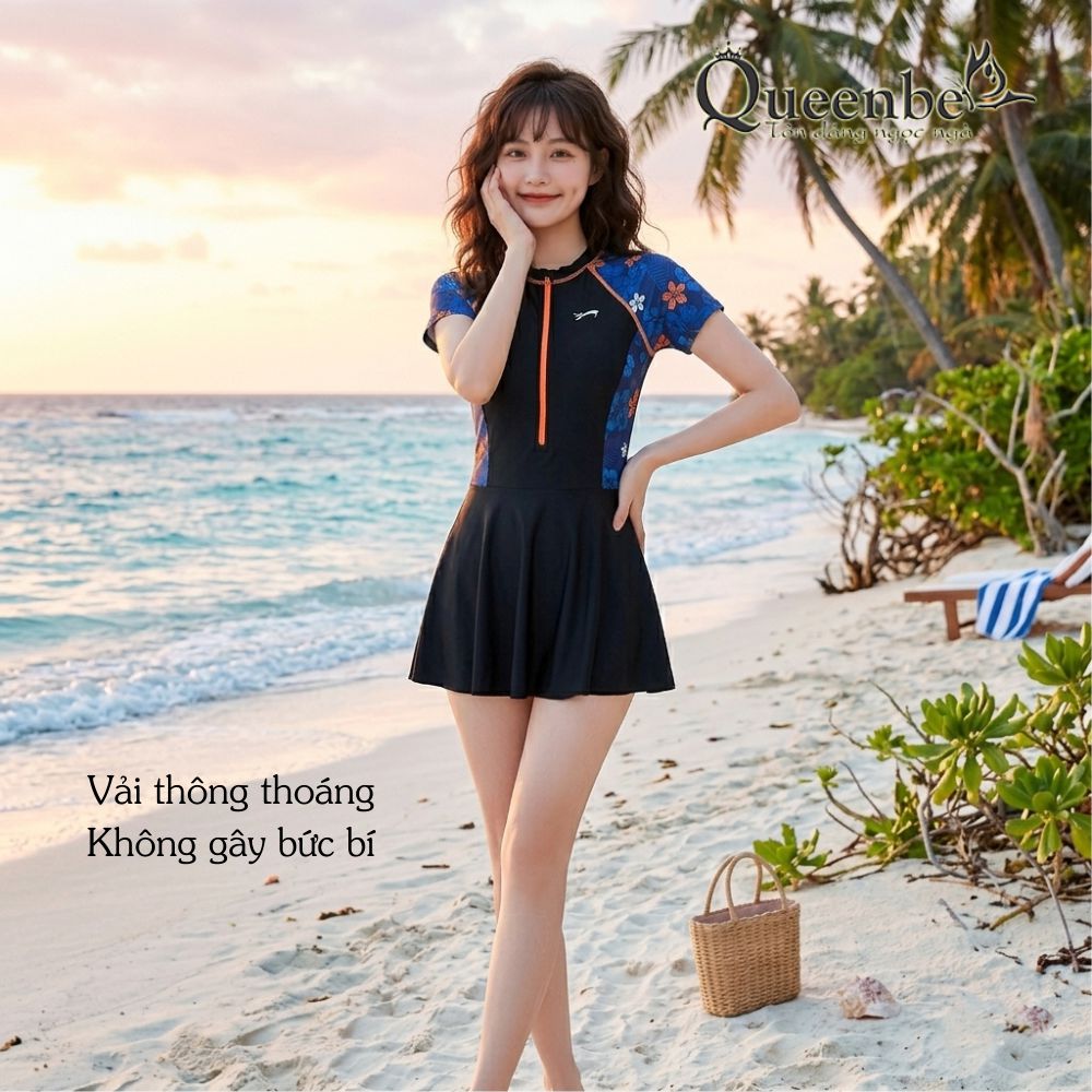 Bộ đồ bơi thể thao nữ big size Queenbe GLSWIM110 vải thun Lyca cao cấp co giãn mềm, ít thấm hút, mau khô