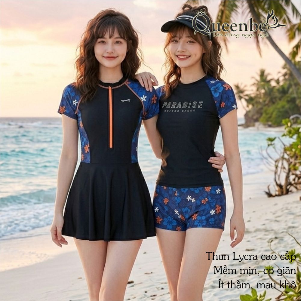 Bộ đồ bơi thể thao nữ big size Queenbe GLSWIM110 vải thun Lyca cao cấp co giãn mềm, ít thấm hút, mau khô