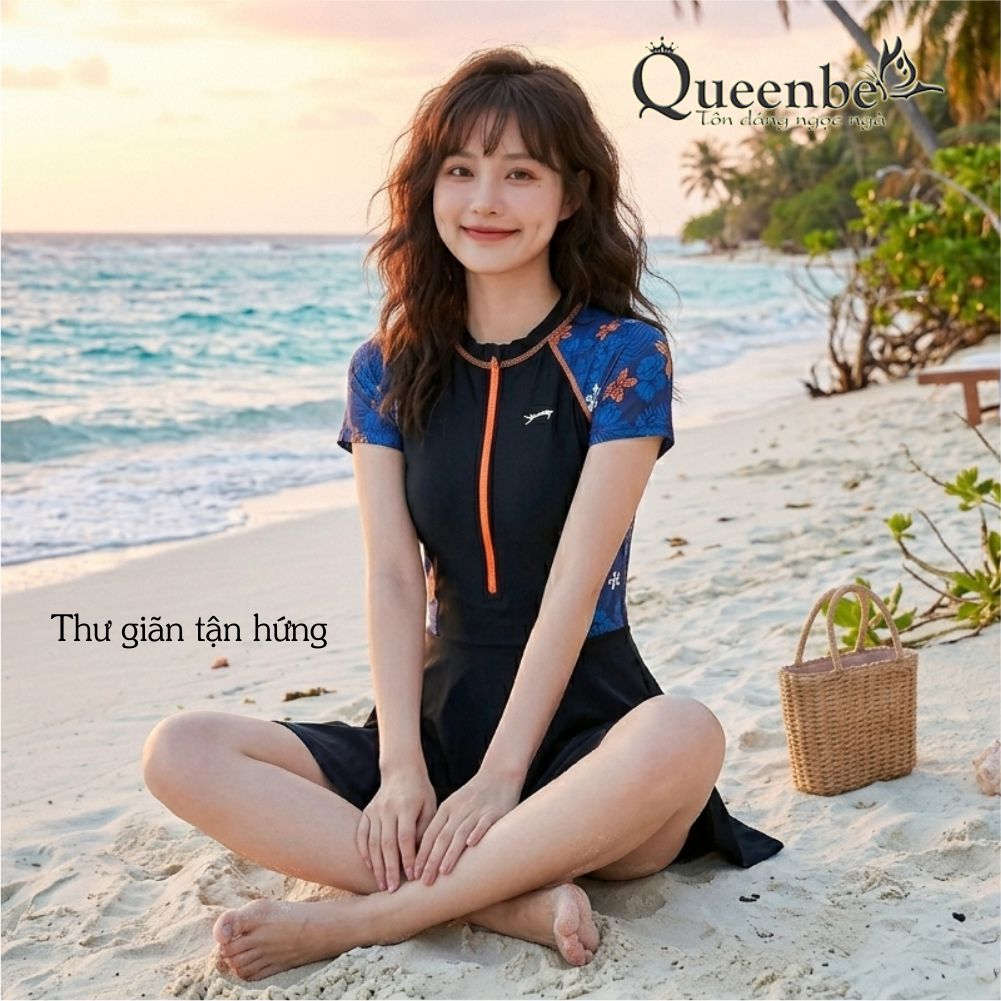 Bộ đồ bơi thể thao nữ big size Queenbe GLSWIM110 vải thun Lyca cao cấp co giãn mềm, ít thấm hút, mau khô