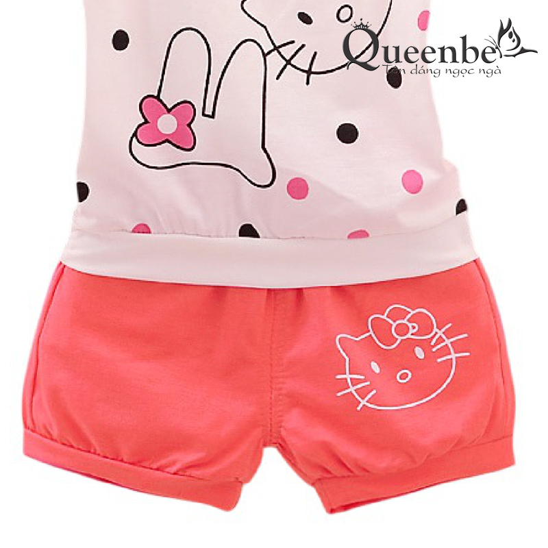 Bộ quần áo bé gái Hello kitty Queenbe GLSET008 cotton tinh khiết mềm thoáng và thấm hút mồ hôi
