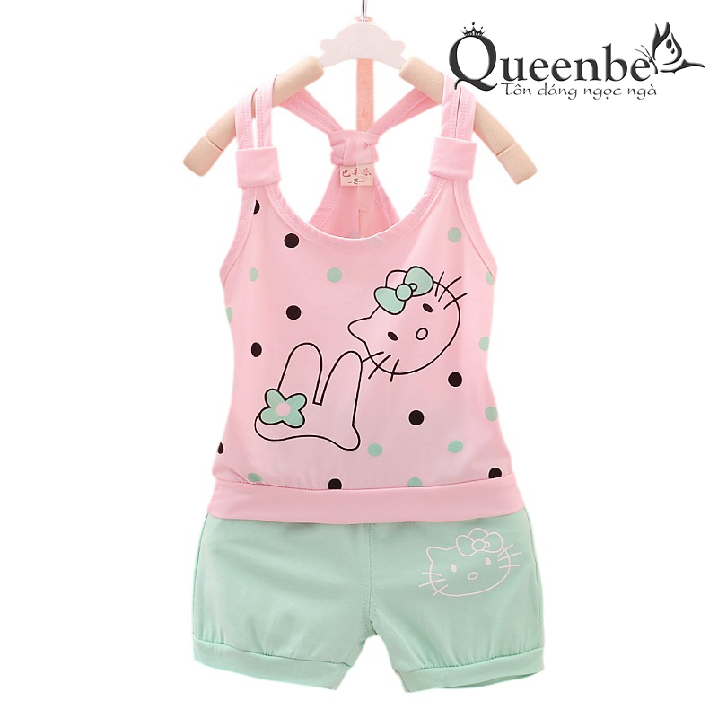 Bộ quần áo bé gái Hello kitty Queenbe GLSET008 cotton tinh khiết mềm thoáng và thấm hút mồ hôi