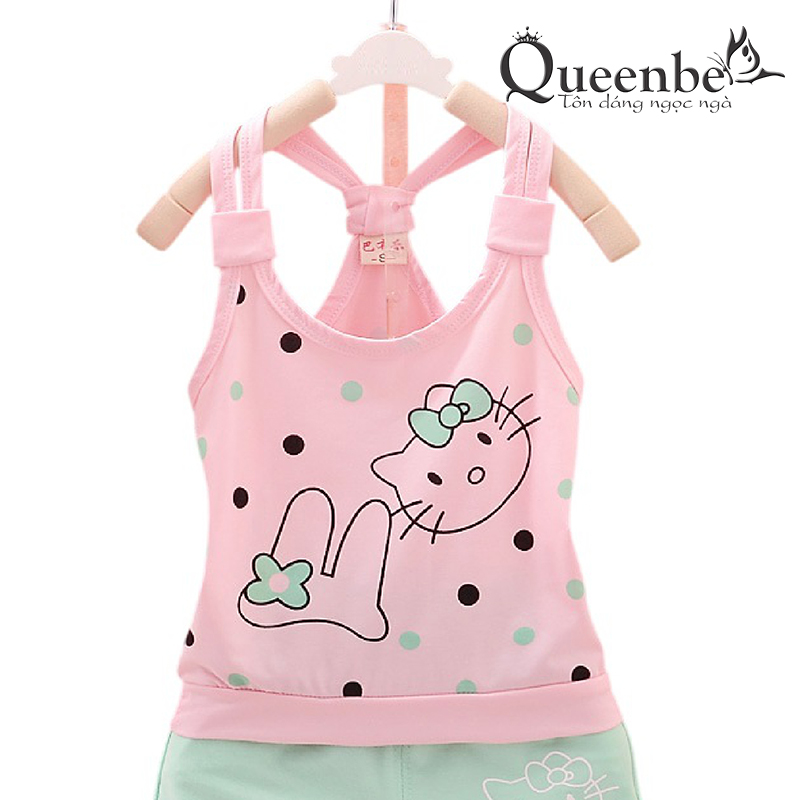 Bộ quần áo bé gái Hello kitty Queenbe GLSET008 cotton tinh khiết mềm thoáng và thấm hút mồ hôi
