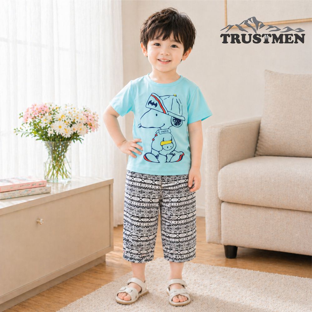 Bộ quần áo bé trai cotton tinh khiết Trustmen GLSET025 thông thoáng thấm hút mồ hôi tốt