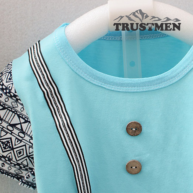 Bộ quần áo bé trai cotton tinh khiết Trustmen GLSET026 gồm áo thun và quần lỡ mềm thoáng thấm hút tốt