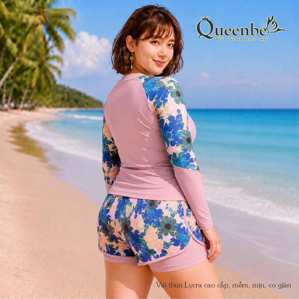 Bộ quần áo bơi nữ rời có big size tới 100Kg Queenbe GLSWIM115 vải thun Lycra cao cấp, mềm mịn, ít thấm, mau khô, đi bơi hoặc chơi thể thao