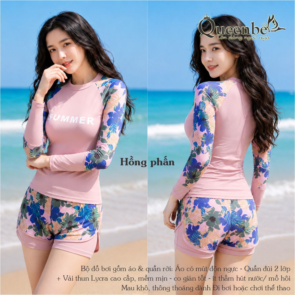 Bộ quần áo bơi nữ rời có big size tới 100Kg Queenbe GLSWIM115 vải thun Lycra cao cấp, mềm mịn, ít thấm, mau khô, đi bơi hoặc chơi thể thao