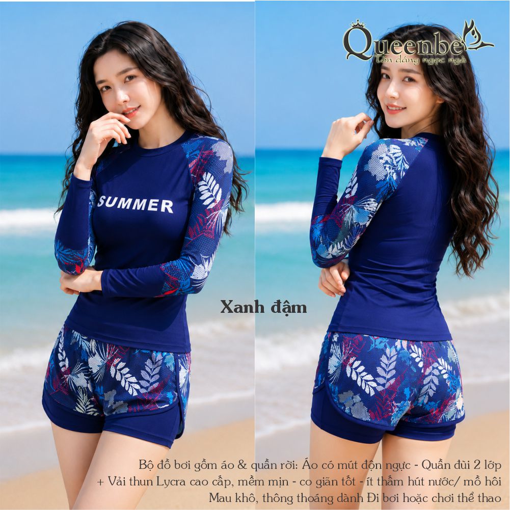 Bộ quần áo bơi nữ rời có big size tới 100Kg Queenbe GLSWIM115 vải thun Lycra cao cấp, mềm mịn, ít thấm, mau khô, đi bơi hoặc chơi thể thao