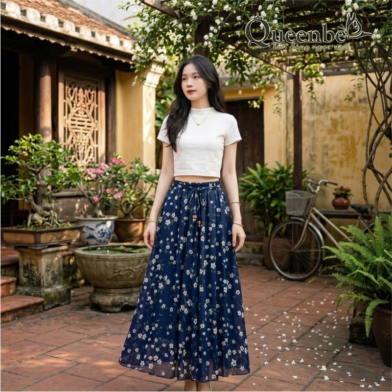 Chân váy Maxi Queenbe GLV017 vải lụa chiffon
