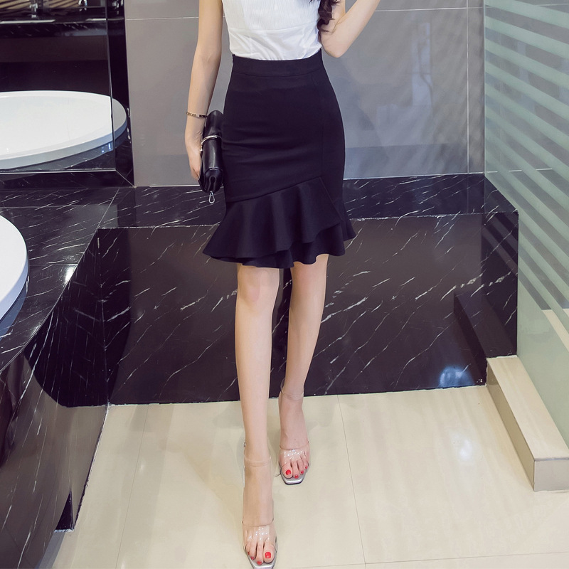 Chân váy bút chì công sở màu đen chân váy big size cotton co giãn GLV154