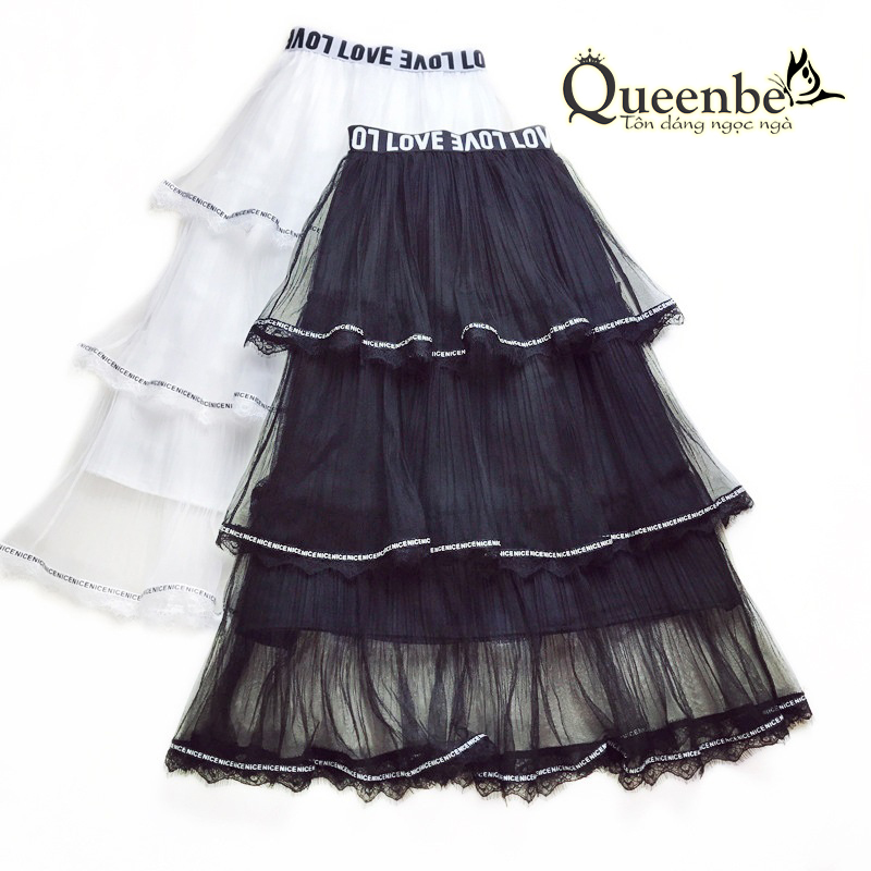Chân váy dài xếp lớp Queenbe GLV095 xếp tầng có lót trong