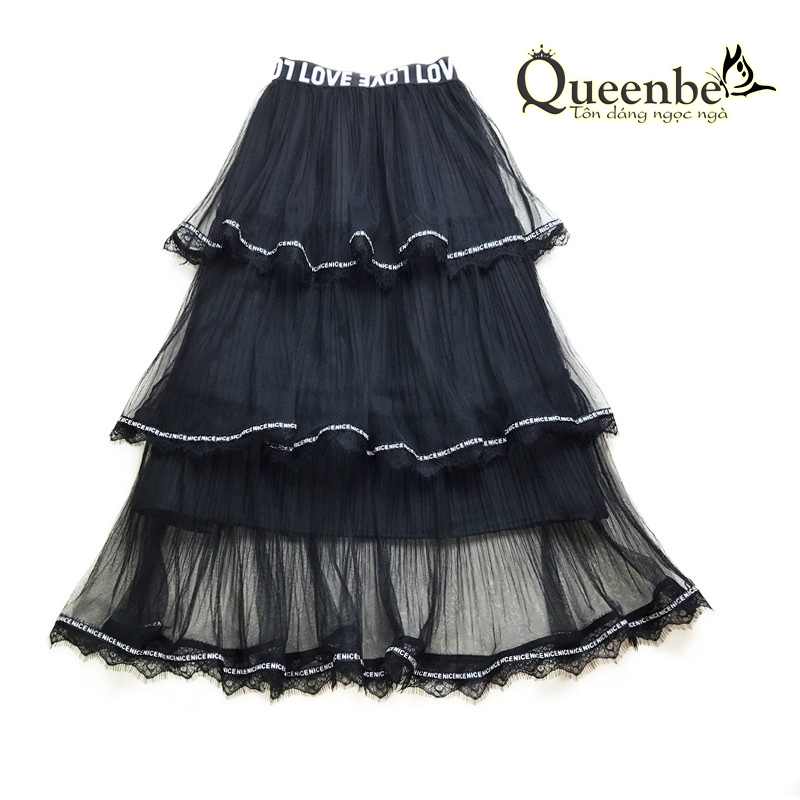 Chân váy dài xếp lớp Queenbe GLV095 xếp tầng có lót trong
