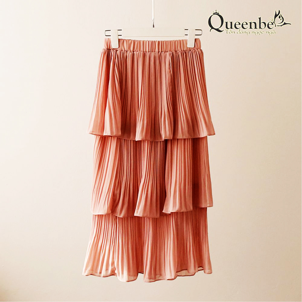 Chân váy dài xếp tầng Queenbe GLV083 eo thun lưng cao