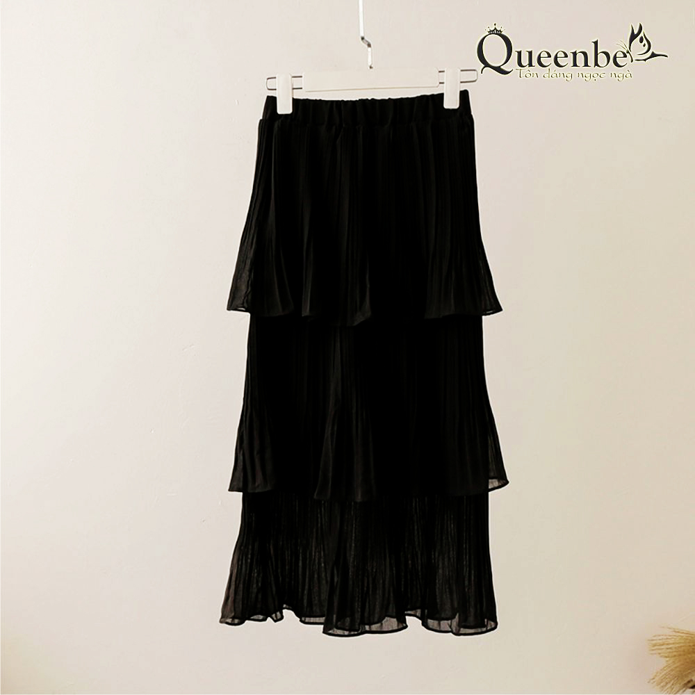 Chân váy dài xếp tầng Queenbe GLV083 eo thun lưng cao