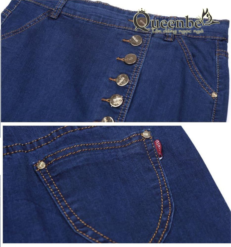 Chân váy jeans kiểu ôm nhiều nút có big size Queenbe GLV021