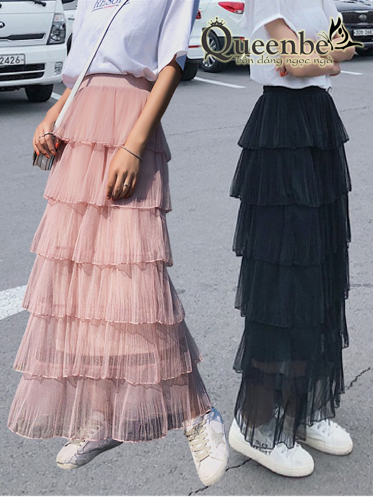 Chân váy xếp lớp dài Queenbe GLV088 có lót trong