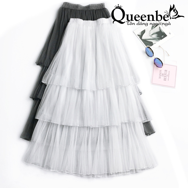 Chân váy xếp lớp Queenbe GLV112 kiểu Midi lưới mềm lót êm