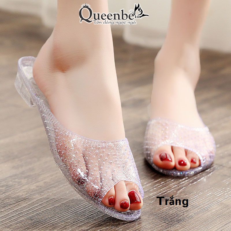 Dép nhựa nữ trộn kim tuyến Queenbe GLD052 nhựa dẻo, êm chân, chống trượt