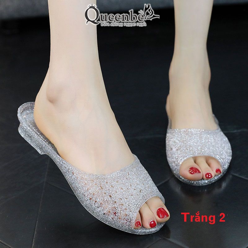 Dép nhựa nữ trộn kim tuyến Queenbe GLD052 nhựa dẻo, êm chân, chống trượt