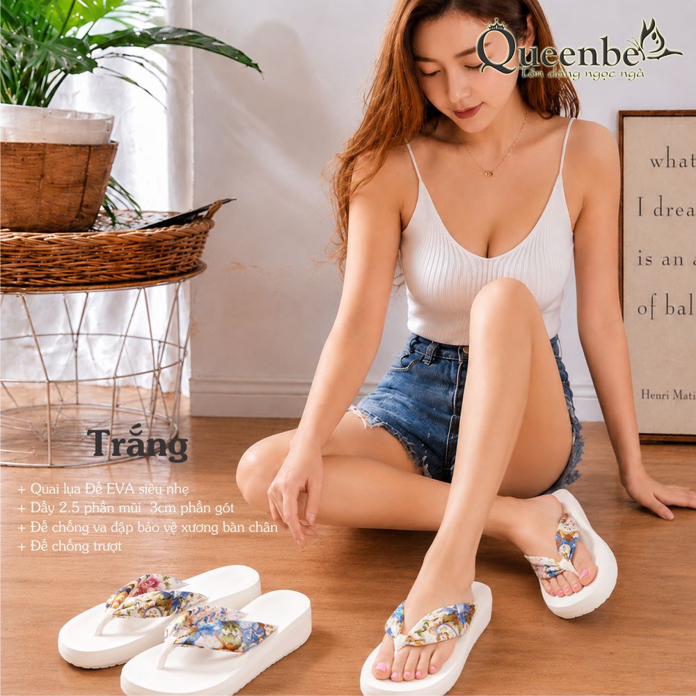 Dép nữ xỏ ngón quai lụa Queenbe GLD001 đế EVA siêu nhẹ chống trượt