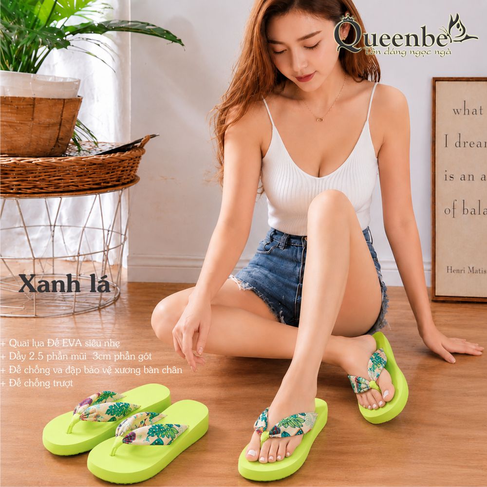 Dép nữ xỏ ngón quai lụa Queenbe GLD001 đế EVA siêu nhẹ chống trượt