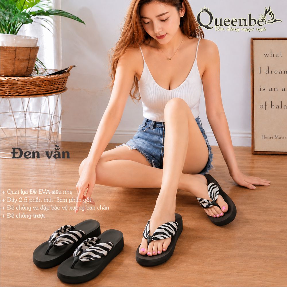 Dép nữ xỏ ngón quai lụa Queenbe GLD001 đế EVA siêu nhẹ chống trượt