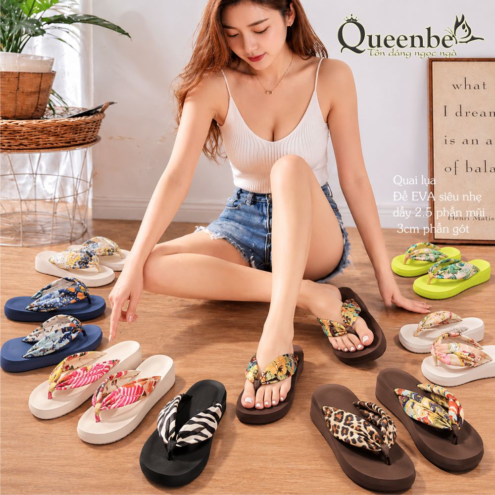 Dép nữ xỏ ngón quai lụa Queenbe GLD001 đế EVA siêu nhẹ chống trượt