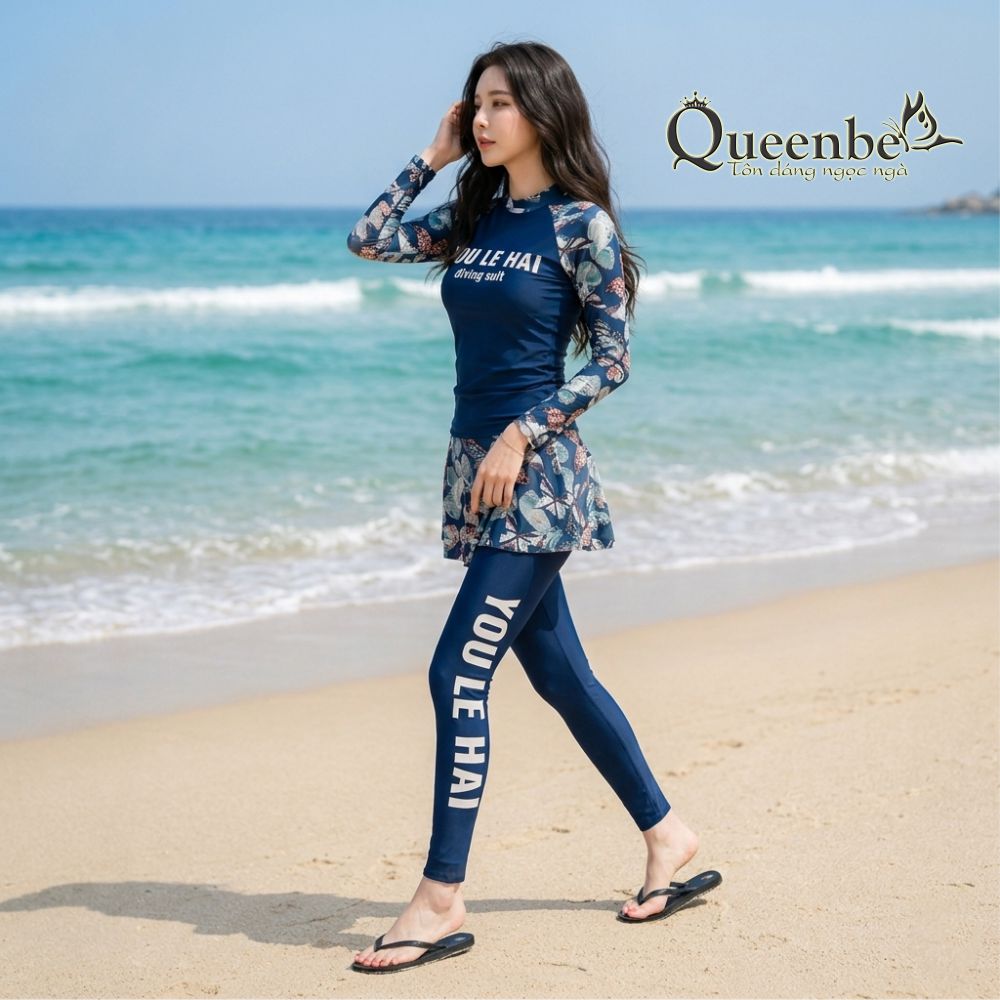 Đồ bơi ba mảnh đồ đi biển chống lạnh chống gió Queenbe GLSWIM104
