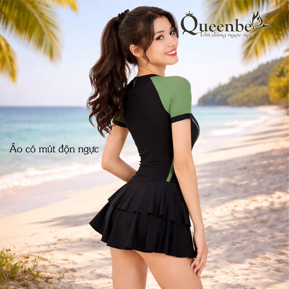 Đồ bơi liền thân nữ một mảnh có big size Queenbe GLSWIM108 vải thun lycra co giãn, ít thấm hút, mau khô