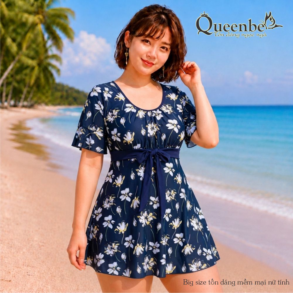 Đồ bơi nữ big size giấu bụng Queenbe GLSWIM116 vải thun Lycra cao cấp co giãn, ít thấm hút, mau khô, kèm mút ngực