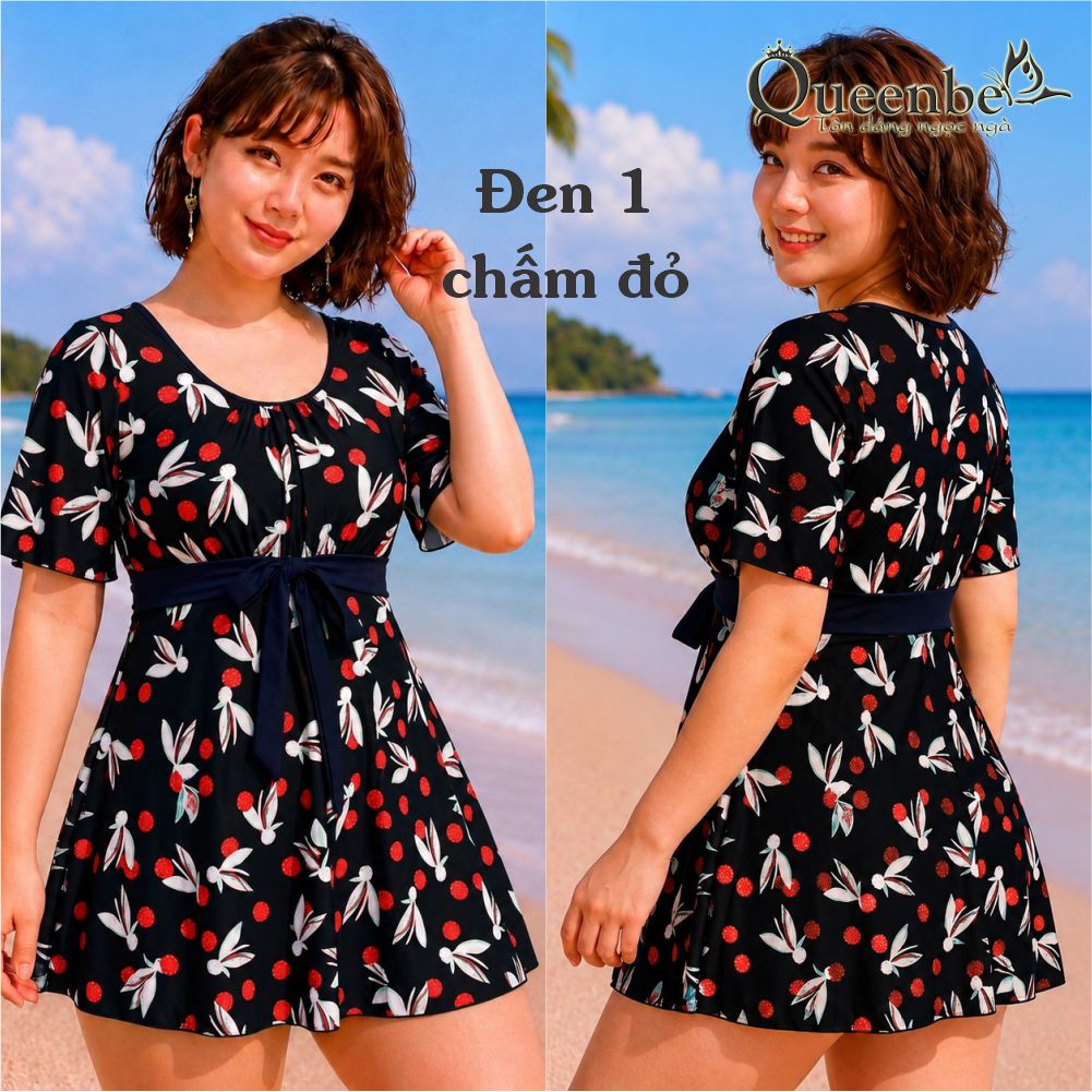 Đồ bơi nữ big size giấu bụng Queenbe GLSWIM116 vải thun Lycra cao cấp co giãn, ít thấm hút, mau khô, kèm mút ngực