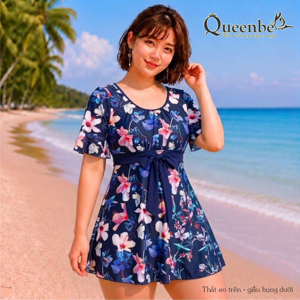 Đồ bơi nữ big size giấu bụng Queenbe GLSWIM116 vải thun Lycra cao cấp co giãn, ít thấm hút, mau khô, kèm mút ngực