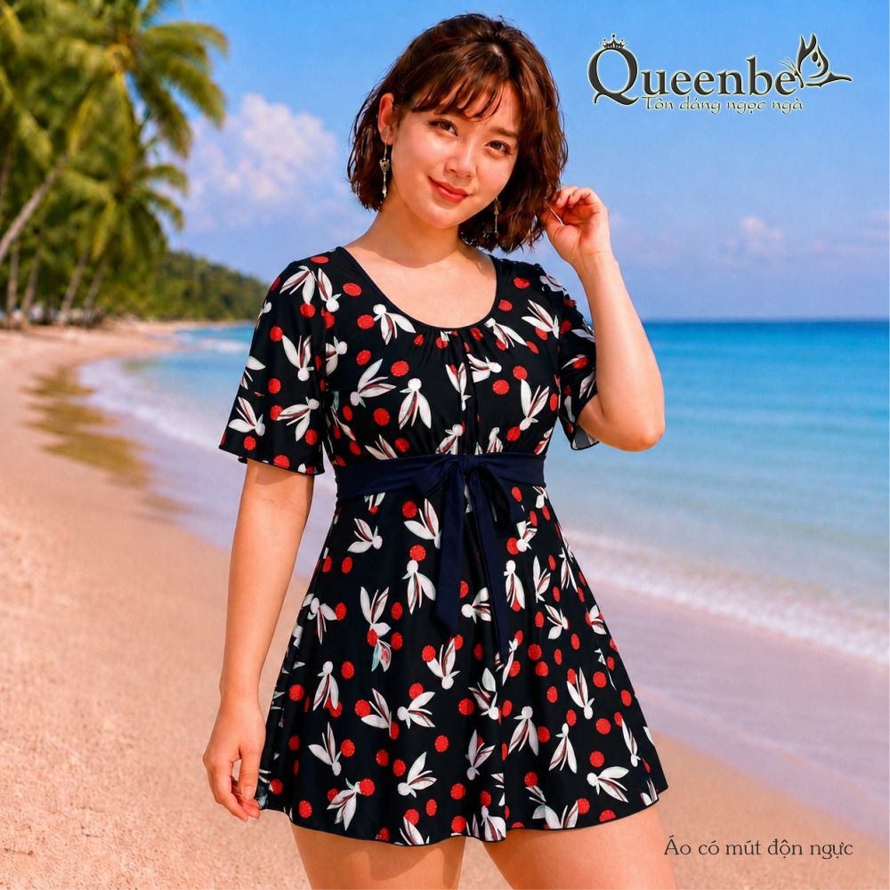 Đồ bơi nữ big size giấu bụng Queenbe GLSWIM116 vải thun Lycra cao cấp co giãn, ít thấm hút, mau khô, kèm mút ngực