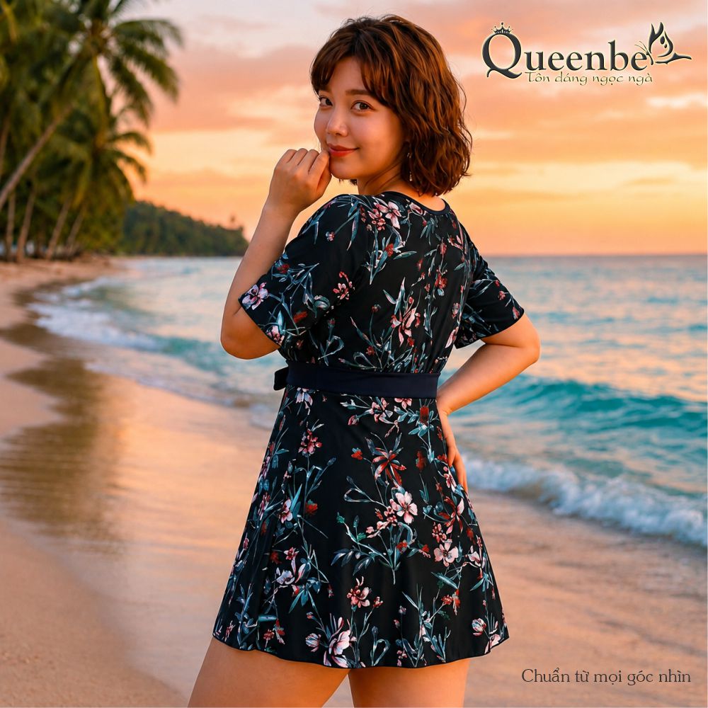 Đồ bơi nữ big size giấu bụng Queenbe GLSWIM116 vải thun Lycra cao cấp co giãn, ít thấm hút, mau khô, kèm mút ngực