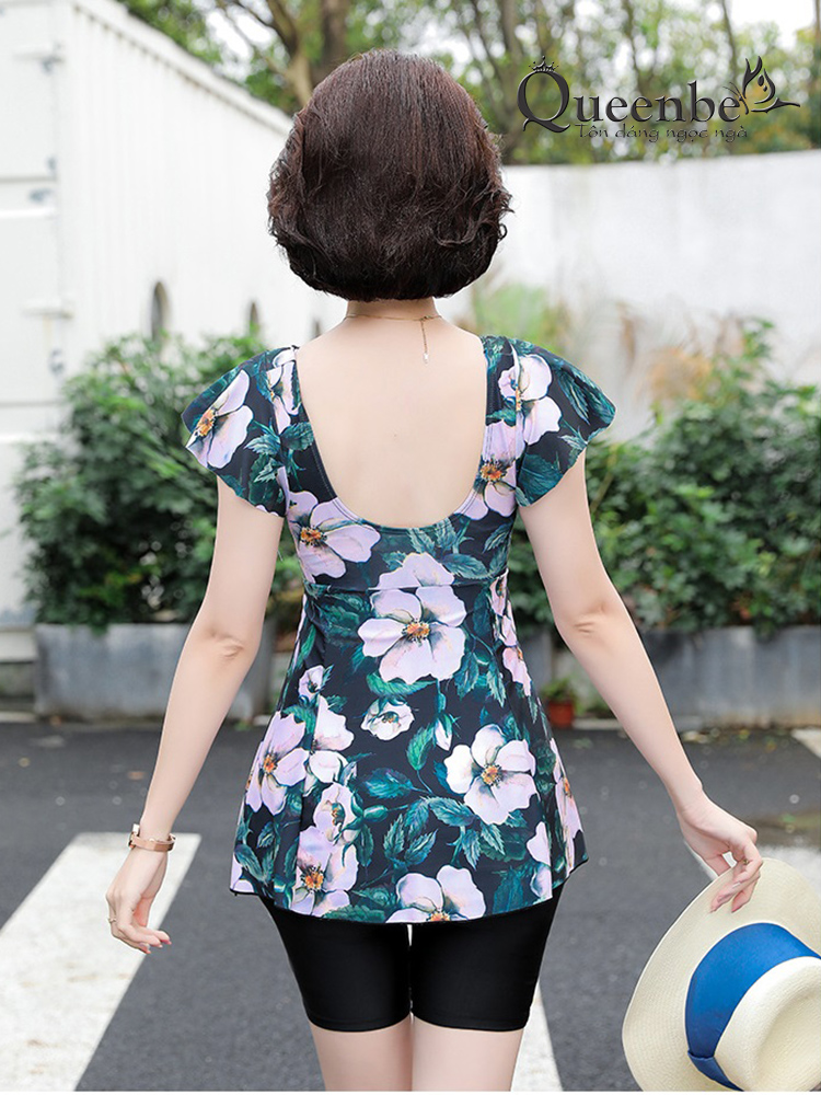Đồ bơi trung niên big size Queenbe GLSWIM113 quần liền kín đáo, vải co giãn ít thấm hút, mau khô