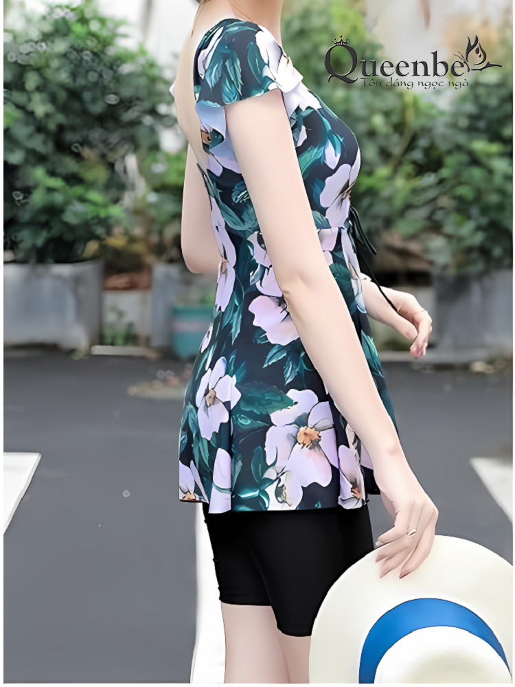 Đồ bơi trung niên big size Queenbe GLSWIM113 quần liền kín đáo, vải co giãn ít thấm hút, mau khô