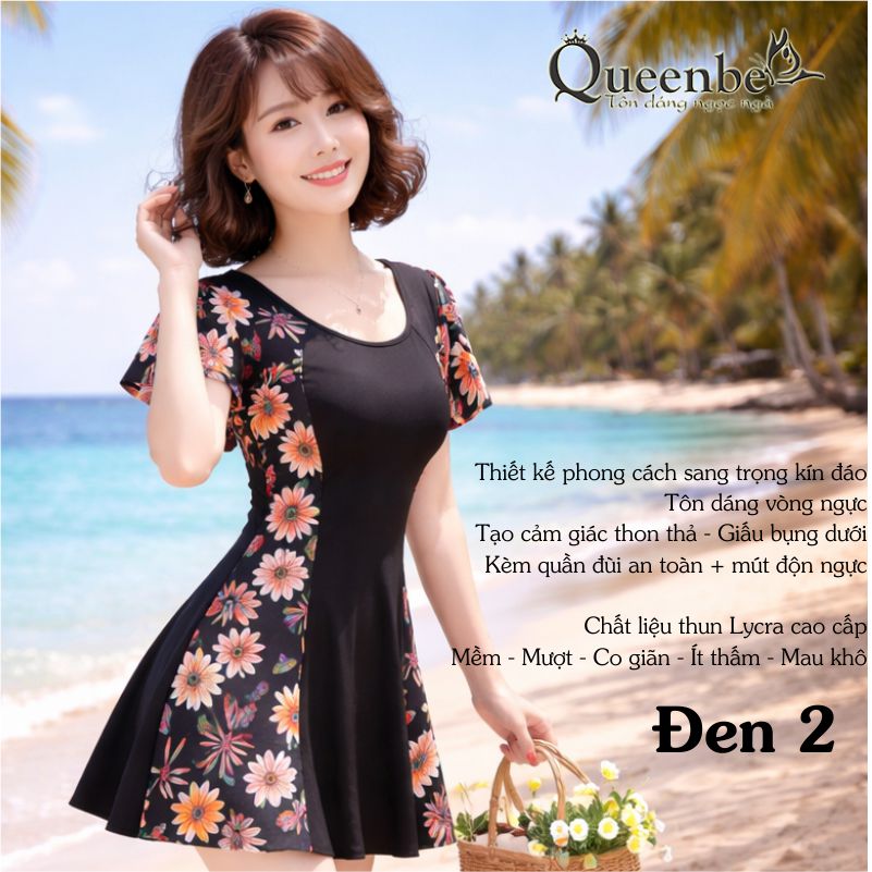 Đồ bơi trung niên big size giấu bụng Queenbe GLSWIM040 vải thun Lycra cao cấp co giãn, ít thấm hút, mau khô, kèm mút ngực