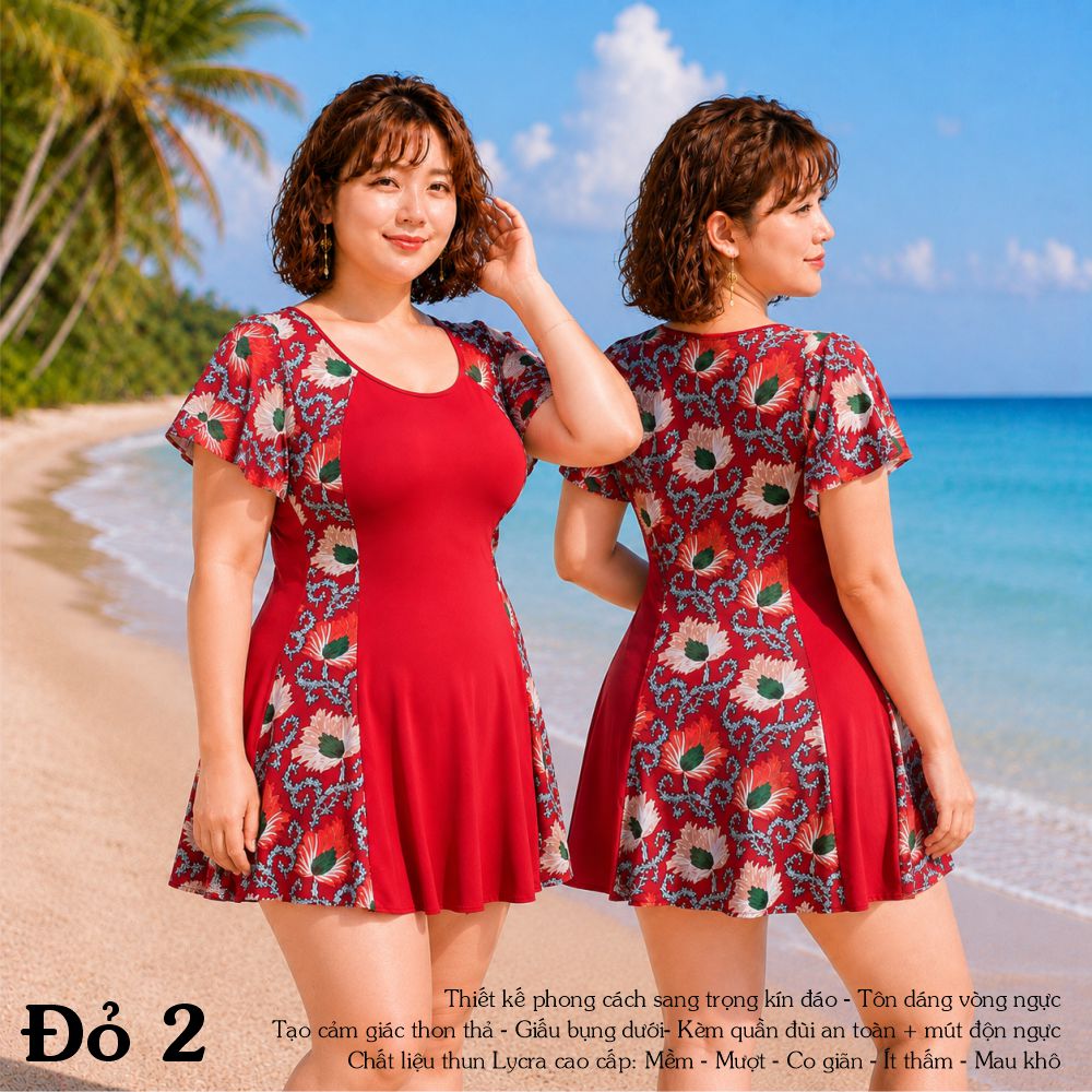 Đồ bơi trung niên big size giấu bụng Queenbe GLSWIM040 vải thun Lycra cao cấp co giãn, ít thấm hút, mau khô, kèm mút ngực